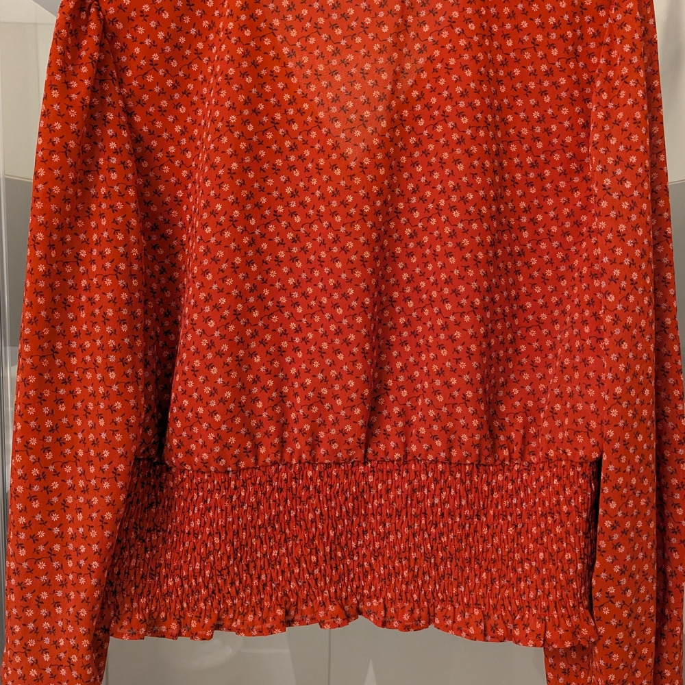 Madewell Smocked-Waist Georgette Top In Micro Floral - Picture 6 of 6